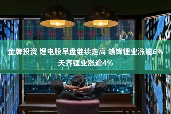 金牌投资 锂电股早盘继续走高 赣锋锂业涨逾6%天齐锂业涨逾4%