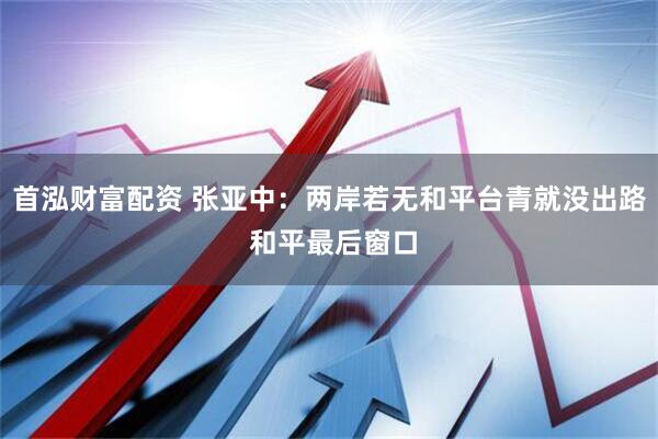 首泓财富配资 张亚中：两岸若无和平台青就没出路 和平最后窗口